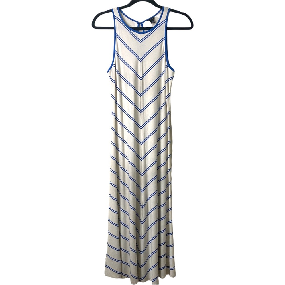 Ann Taylor Blue Striped Maxi Dress (XS)